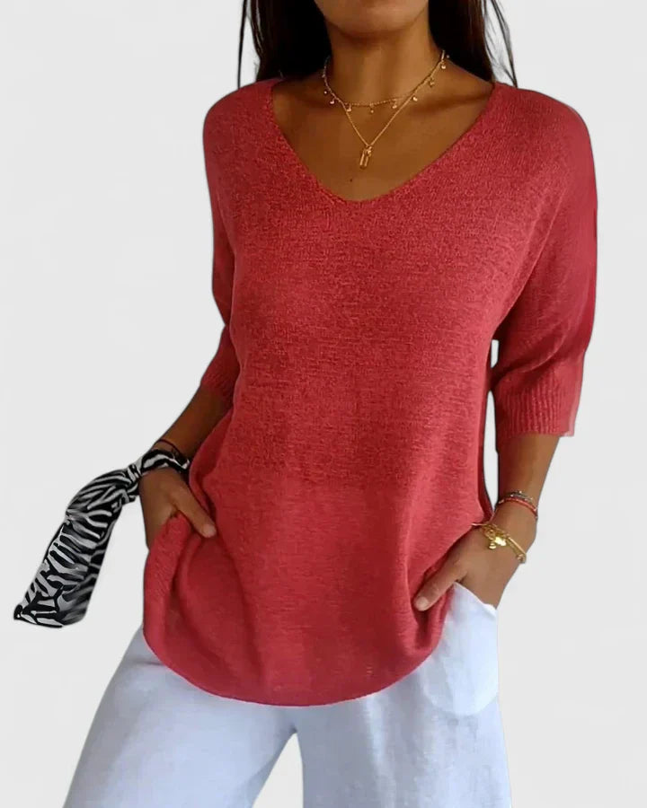 Zenaida | V-Neck 3/4 Sleeve Women Tops