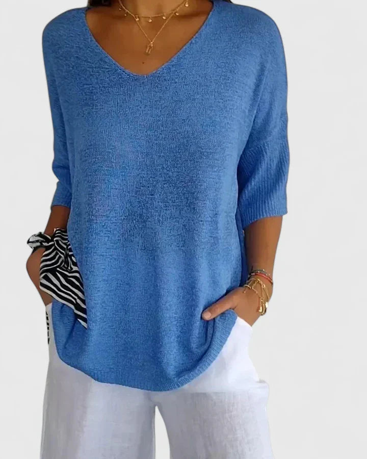 Zenaida | V-Neck 3/4 Sleeve Women Tops