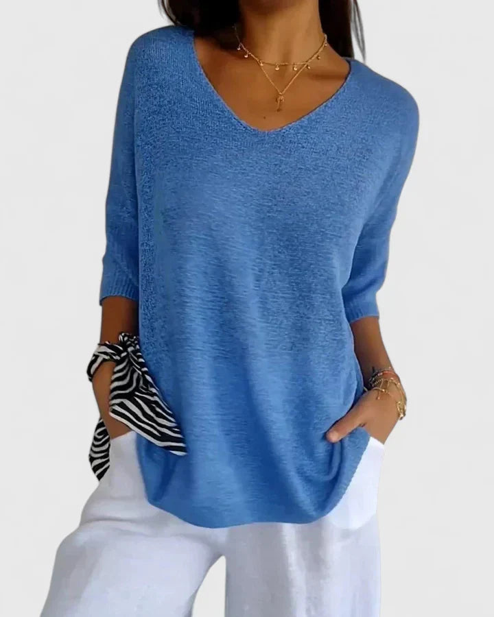 Zenaida | V-Neck 3/4 Sleeve Women Tops