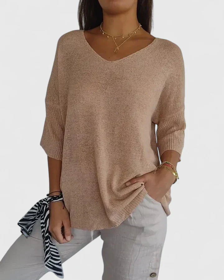 Zenaida | V-Neck 3/4 Sleeve Women Tops