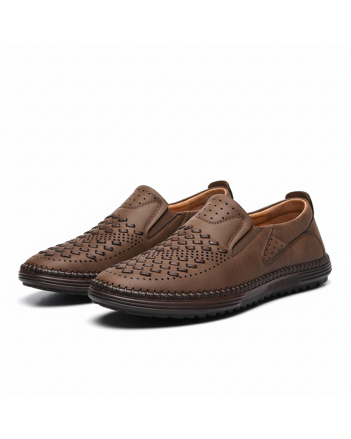 Aaron | Perforated Textured Slip-On Loafers
