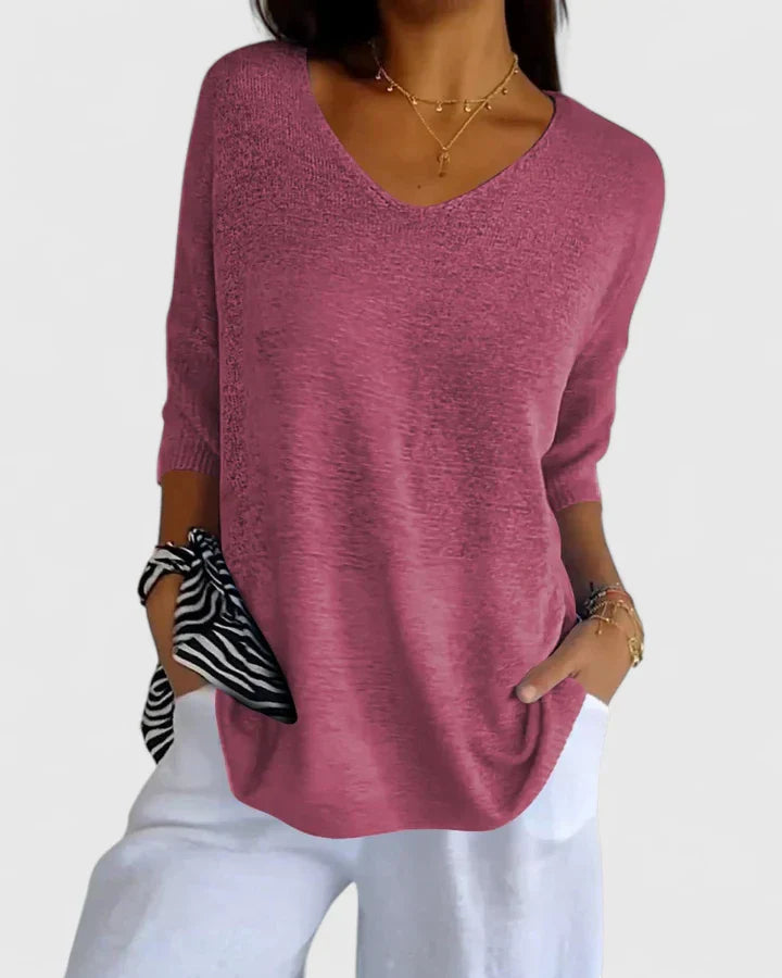 Zenaida | V-Neck 3/4 Sleeve Women Tops