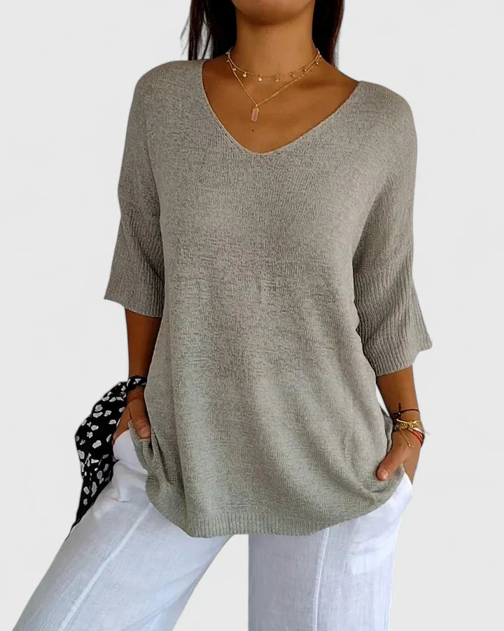 Zenaida | V-Neck 3/4 Sleeve Women Tops