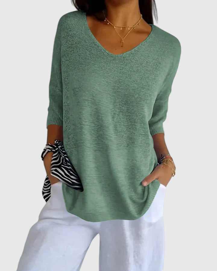 Zenaida | V-Neck 3/4 Sleeve Women Tops