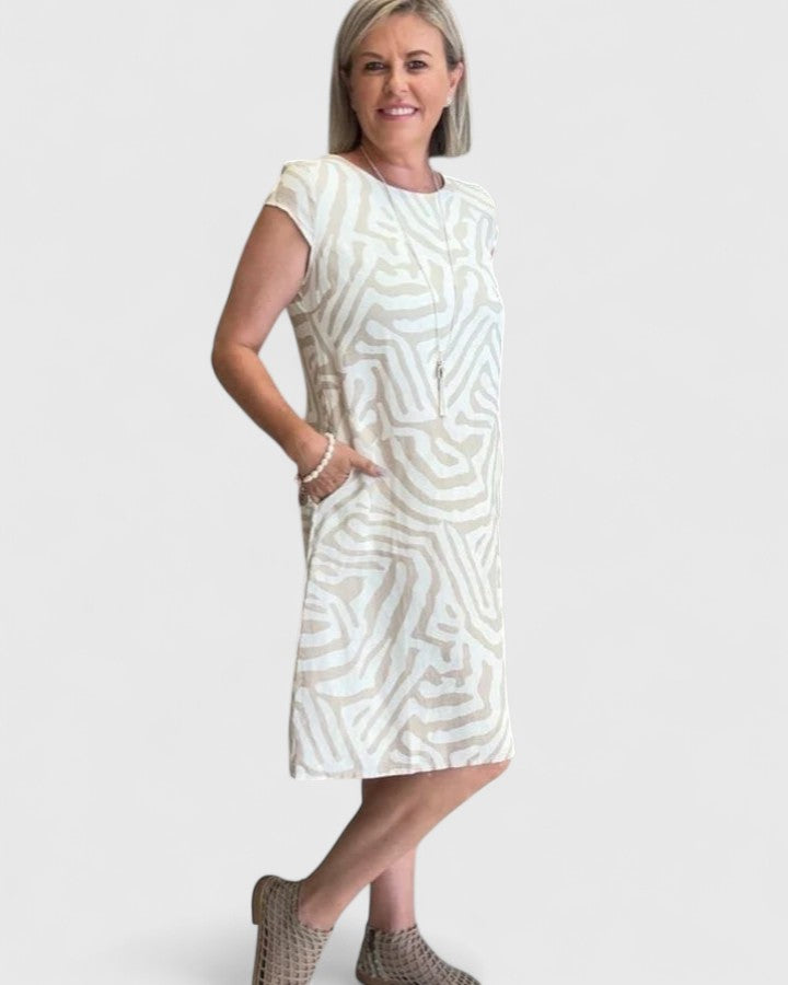 Eliora | Printed A Line Dress with Pockets