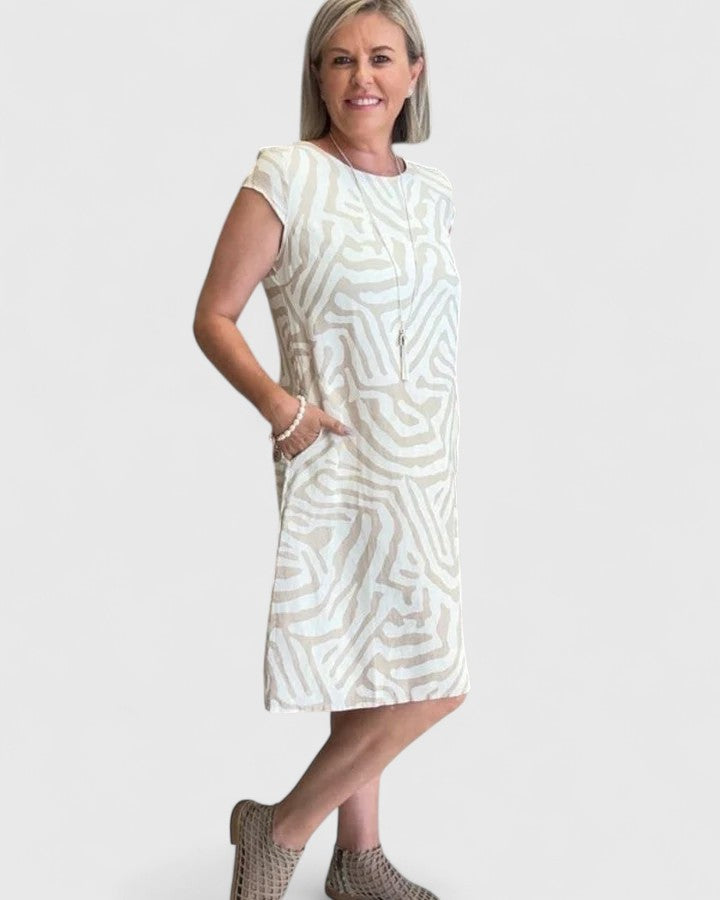 Coraliana | Animal Print A Line Dress with Pockets