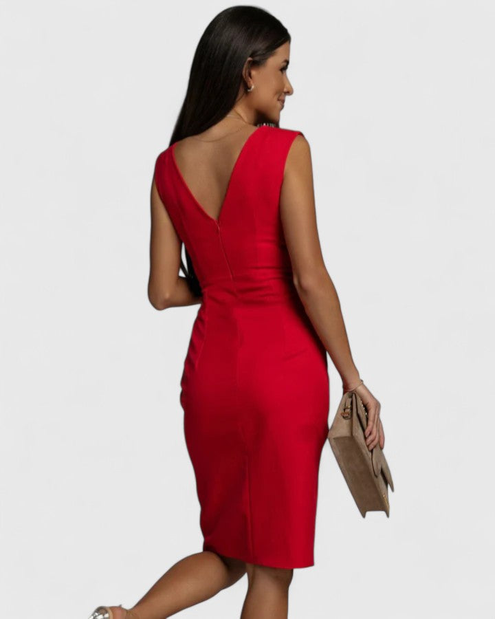 Elfriede | Fitted V-Neck Slit Dress
