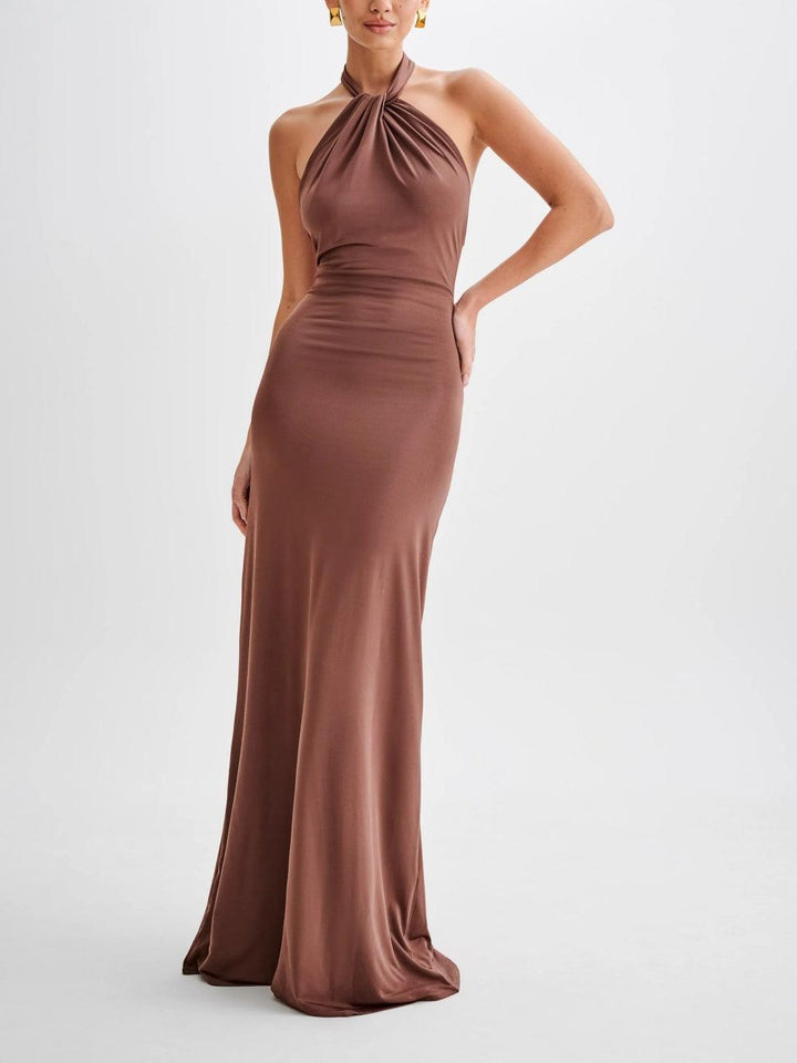 Kiera | Twist Halter Neck Maxi Dress