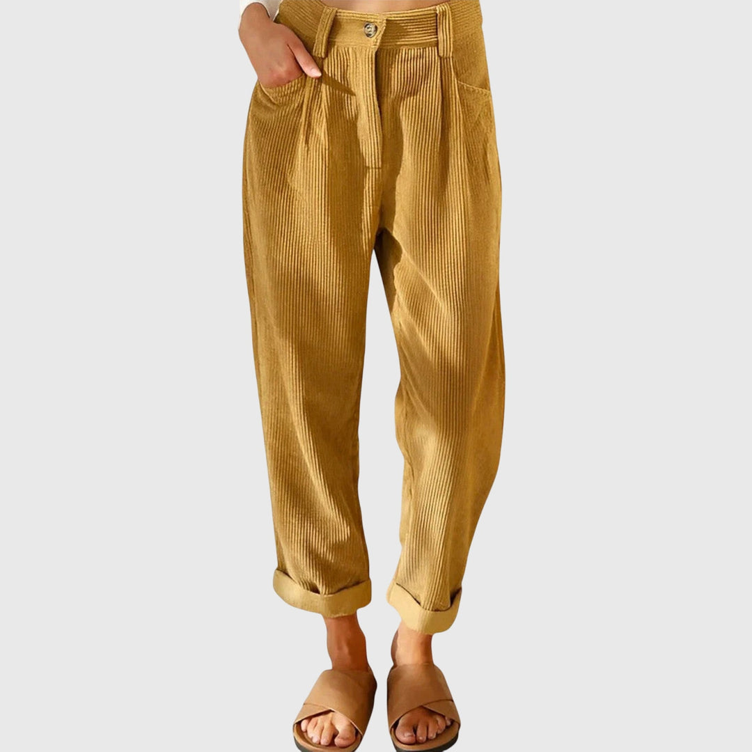 Ziva | High-Waisted Corduroy Pants with Pockets
