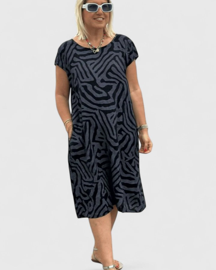 Eliora | Printed A Line Dress with Pockets