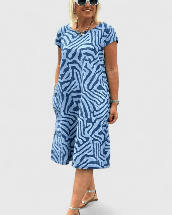Eliora | Printed A Line Dress with Pockets