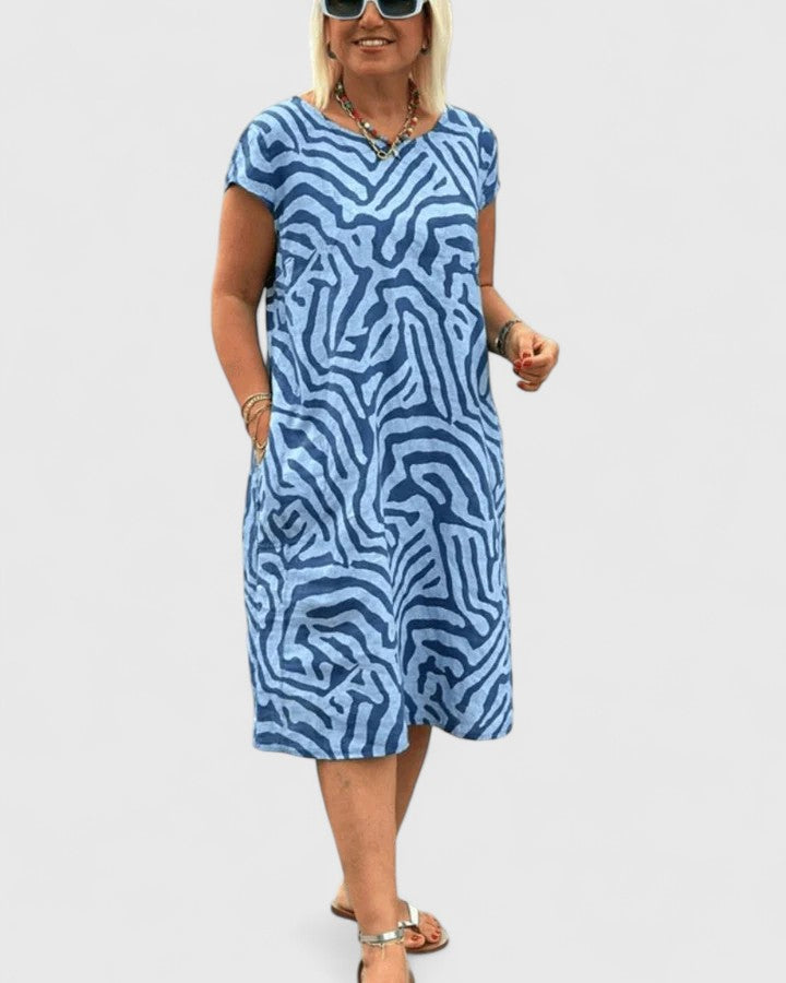 Coraliana | Animal Print A Line Dress with Pockets