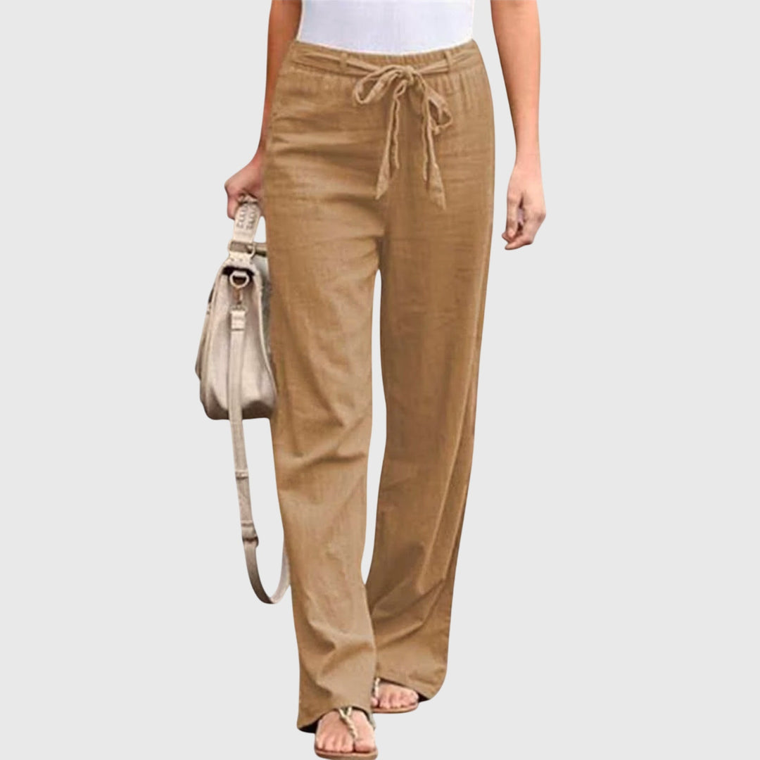 Mariel | Wide Leg Linen Pants with Tie Belt