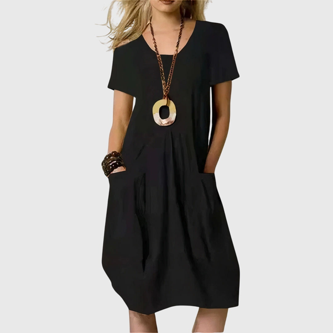 Annalinda | Linen Dress with Pockets Short Sleeves