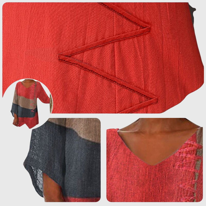 Rory | Colorblock Tunic Top with V-Neck