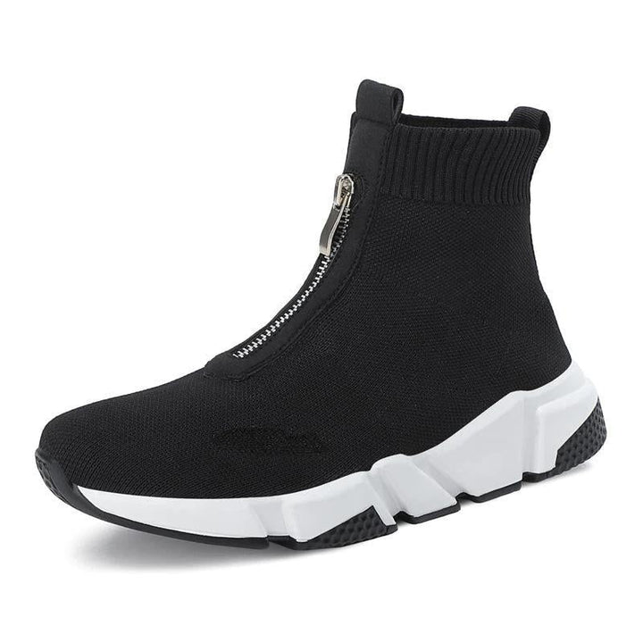 Royale | High-Top Knit Sneakers with Front Zip