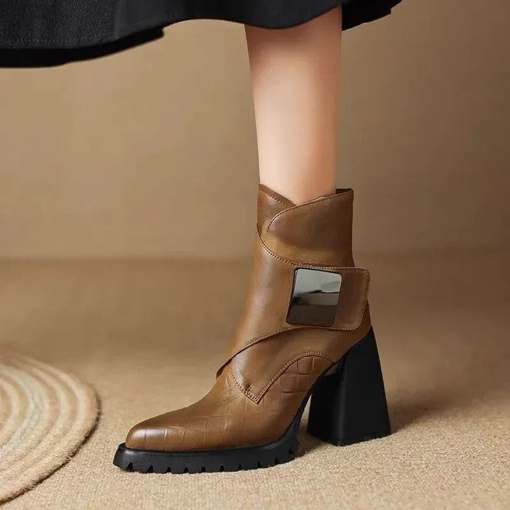 Ulrike | Block Heel Ankle Boots with Buckle