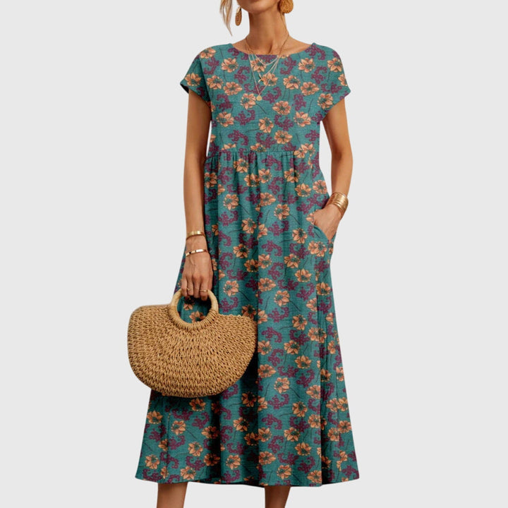 Romina | Floral Empire Waist Midi Dress