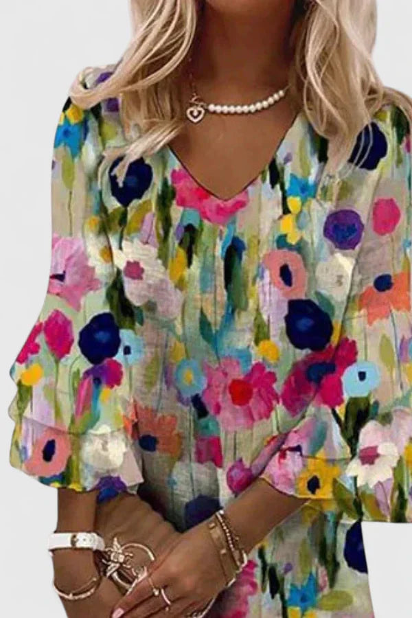 Azzurra | Floral V-Neck Mini Dress