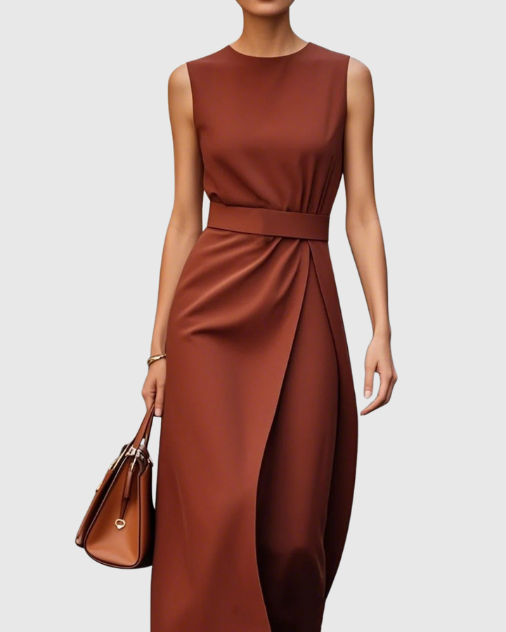 Maelys | Sleeveless Midi Dress with Belted Waist