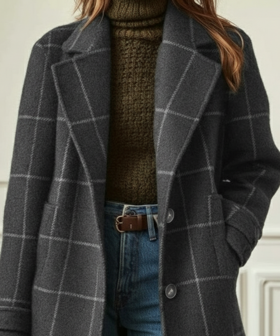Dodie | Wool Check Long Coat