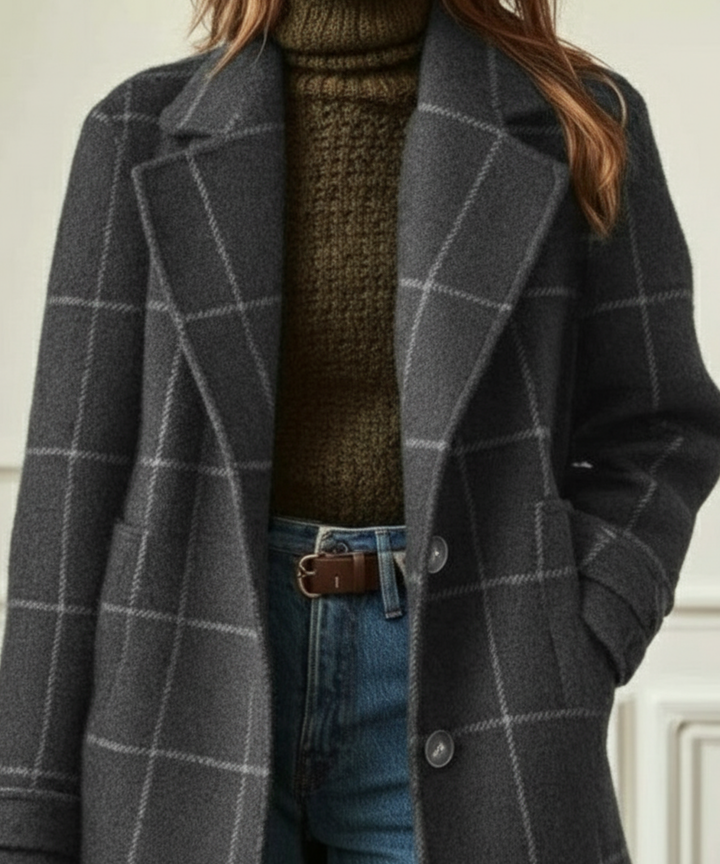 Dodie | Wool Check Long Coat