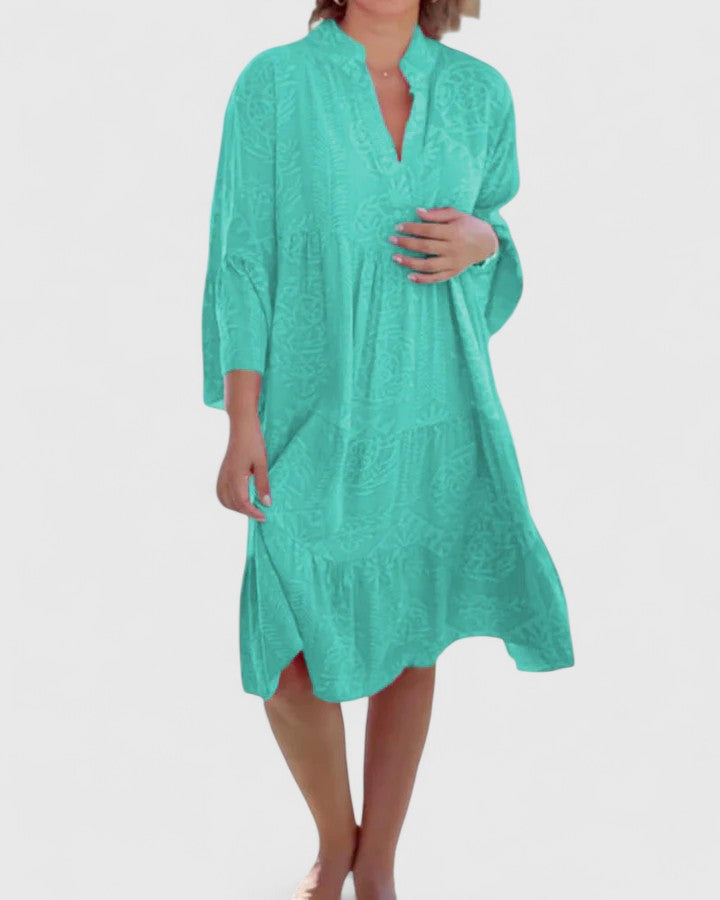 Briony | Bohemian Print Bell Sleeve Mini Dress