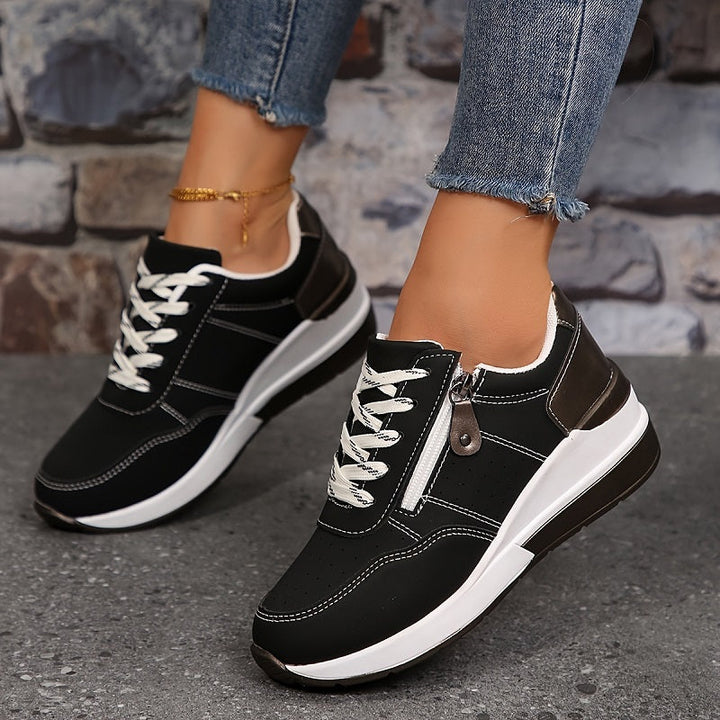 Gwen | Lace-Up Wedge Sneakers with Side Zip