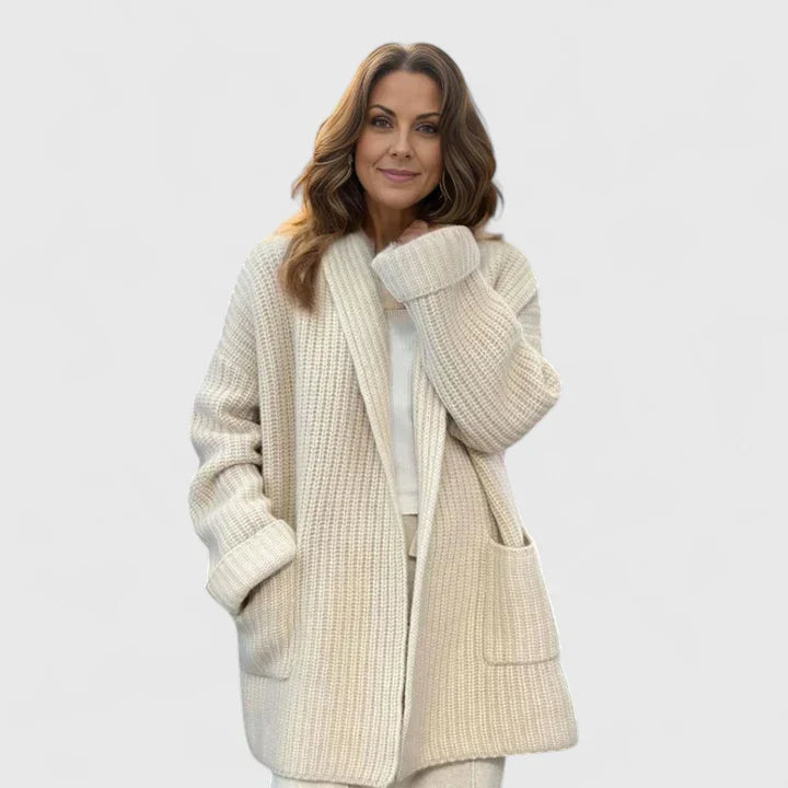 Nathalia | Cream Chunky Knit Cardigan with Pockets