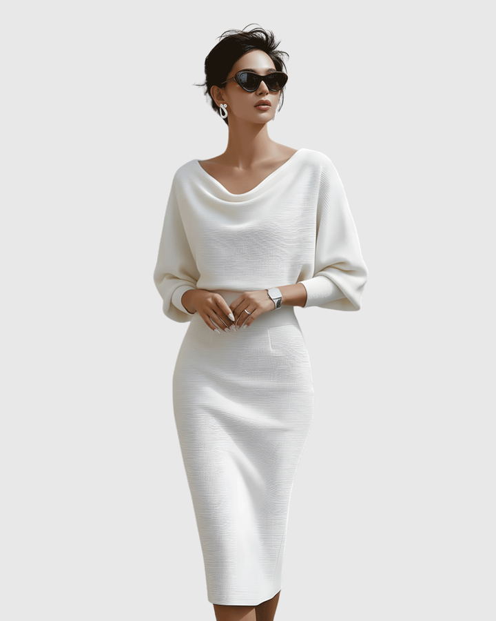 Daniela | Draped Batwing Midi Dress