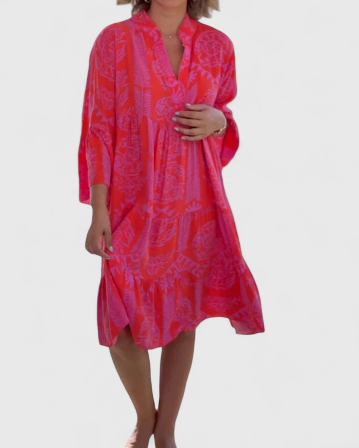 Briony | Bohemian Print Bell Sleeve Mini Dress