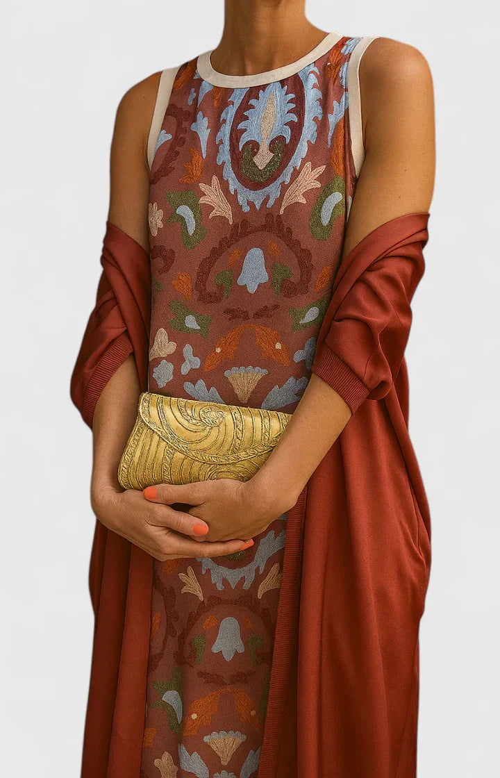 Esme | Printed Sleeveless Maxi Dress with Kimono