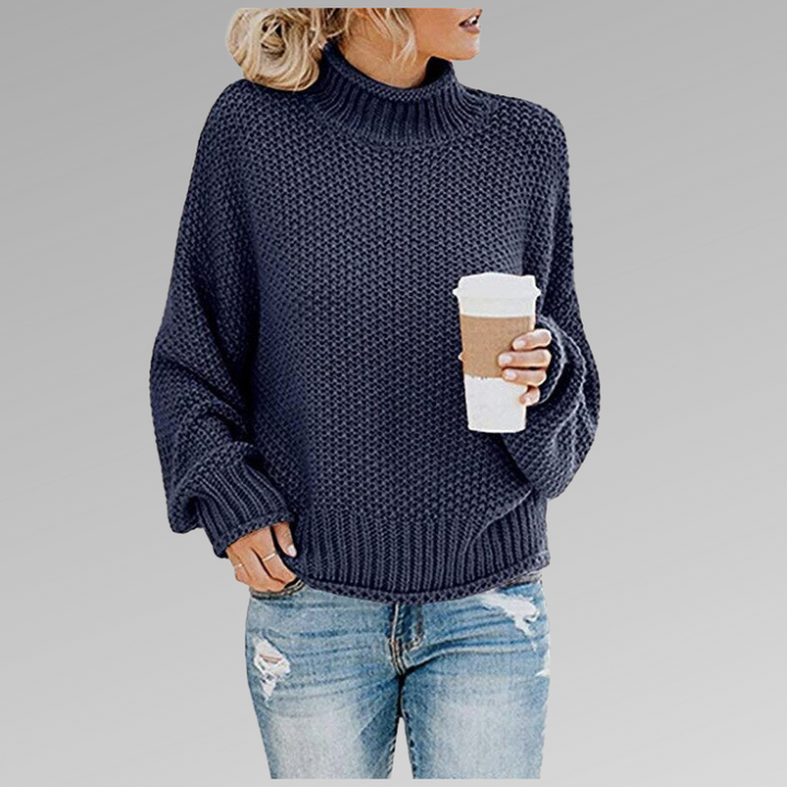 Remedios | Chunky Knit Turtleneck Sweater with Batwing Sleeves