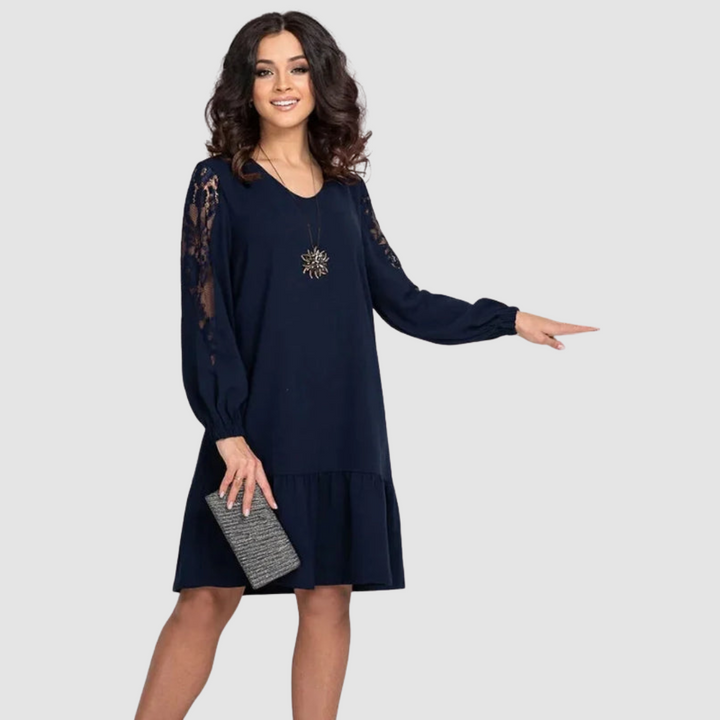 Lowri | Lace Sleeve Midi Dress