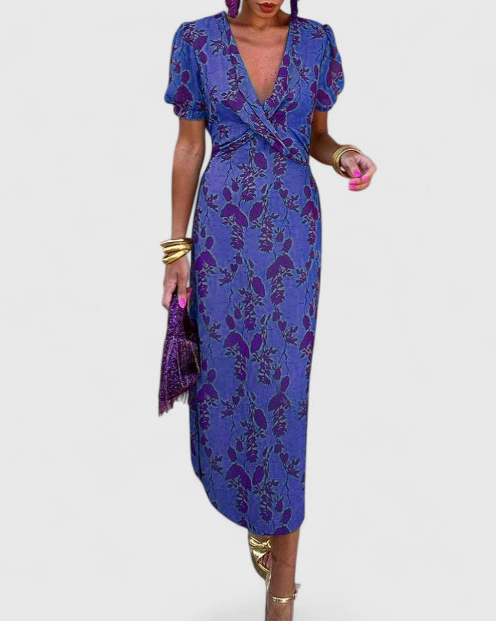 Cordia | Floral Empire Waist Dress with V-Neck
