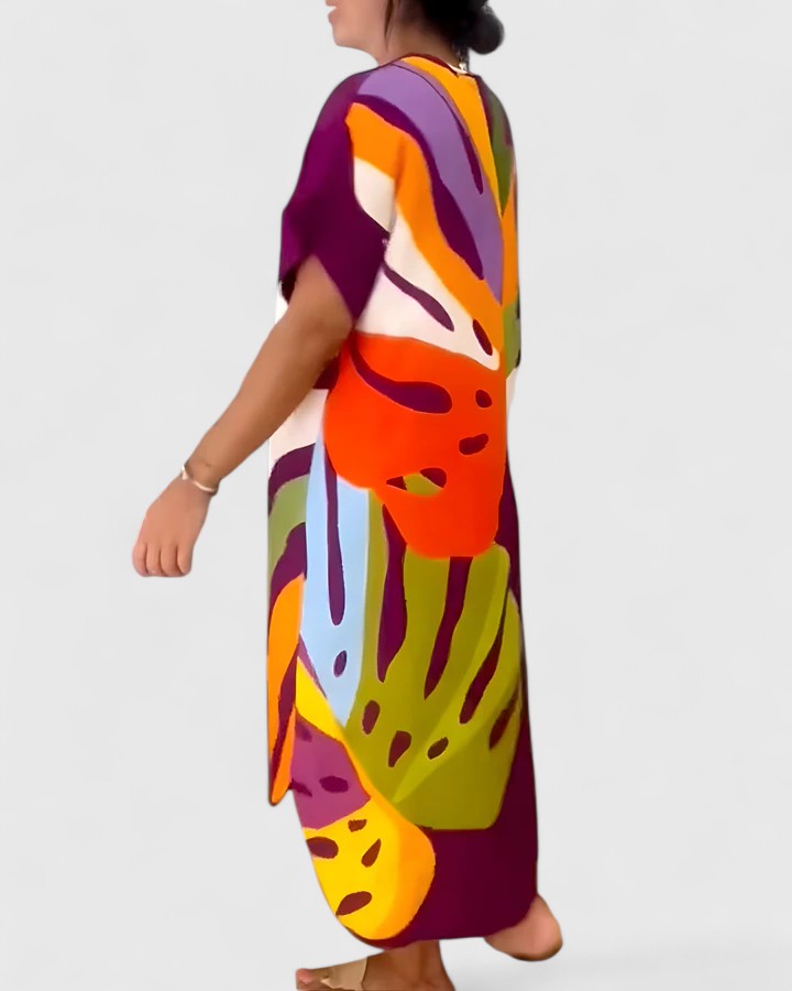 Trudy | Leaf Print Comfort Dress
