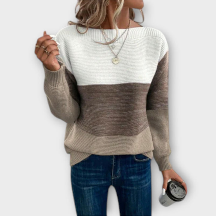 Lucienne | Colorblock Pullover Sweater with Long Sleeves