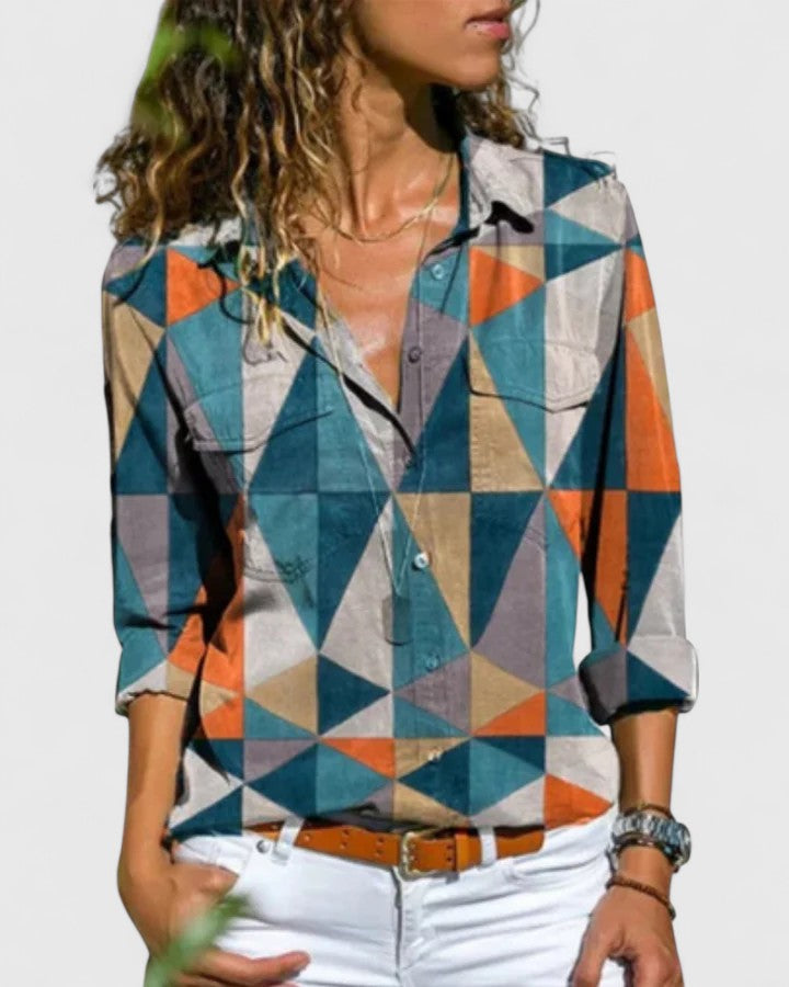 Lilia | Striped Button Up Shirt with Pockets