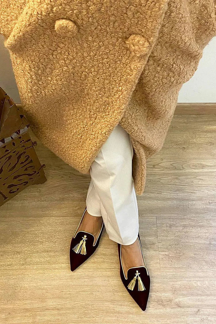 Chimene | Pointed-Toe Tassel Loafers with Metallic Detail
