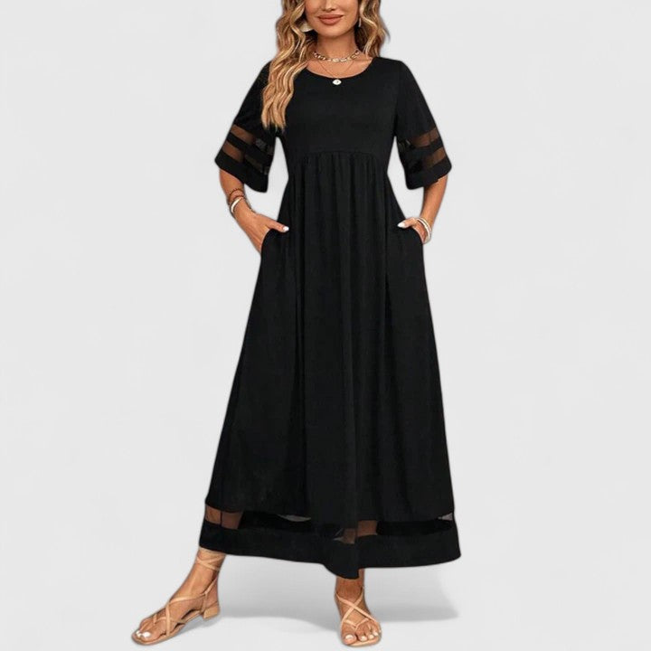 Marlowe | Empire Waist Maxi Dress with Mesh Sleeves