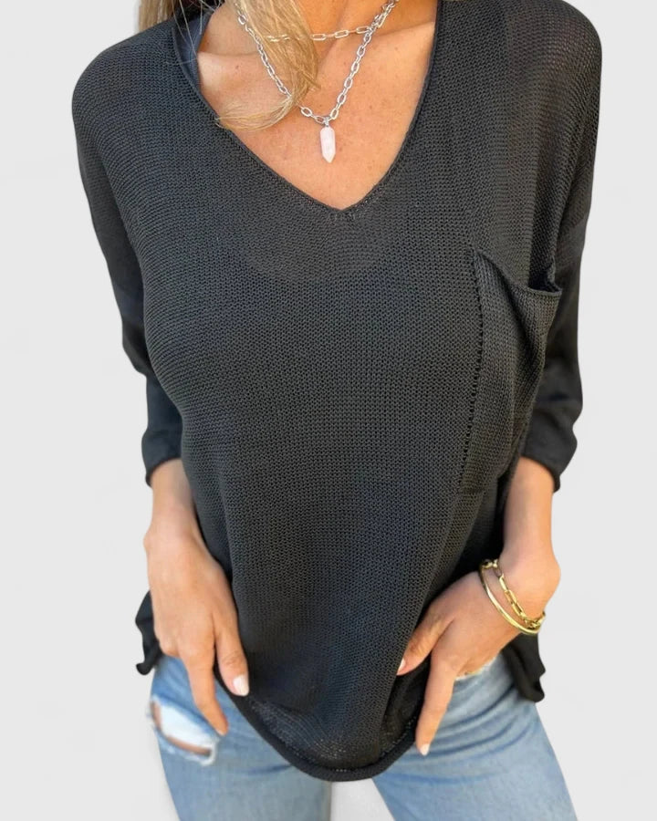 Pamela | V-Neck Pocket Top