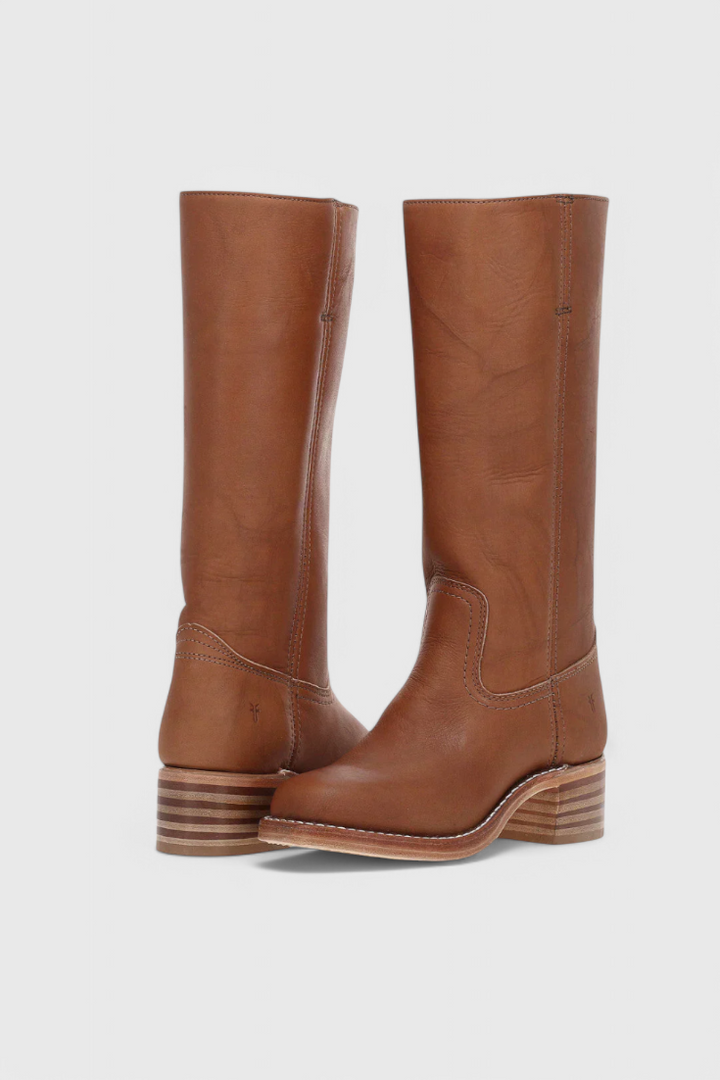 Antonetta | Knee-High Leather Boots with Block Heel
