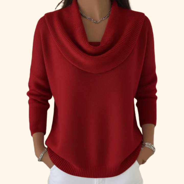 Noreen | Draped Cowl Neck Pullover Sweater