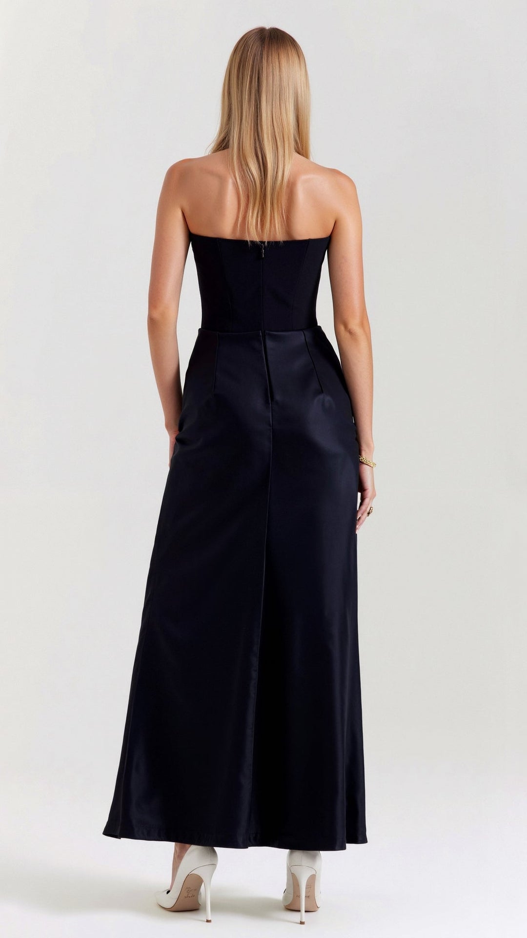 Lyra | Strapless Satin Corset Maxi Dress