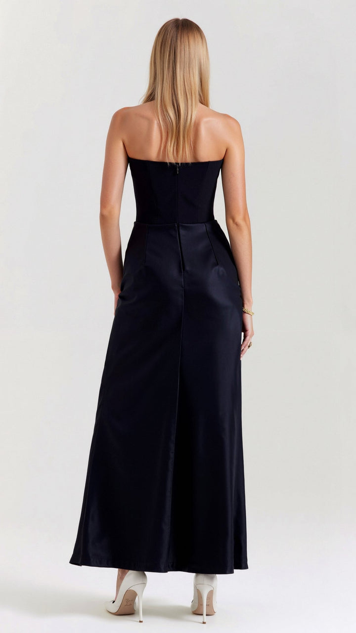 Lyra | Strapless Satin Corset Maxi Dress