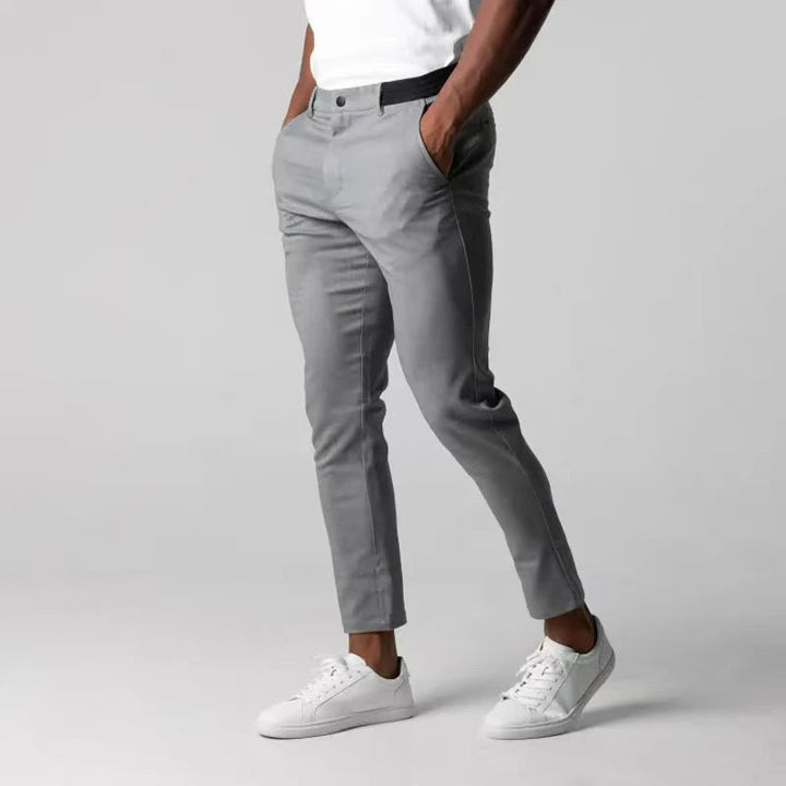 Marcus | Button Waist Slim Tapered Trousers
