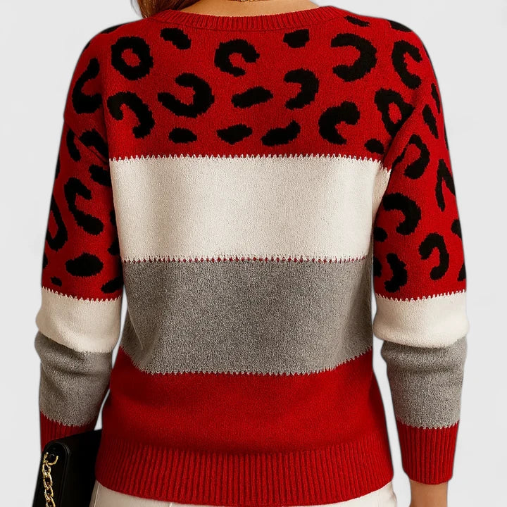 Trinity | Leopard Print Color Block Sweater