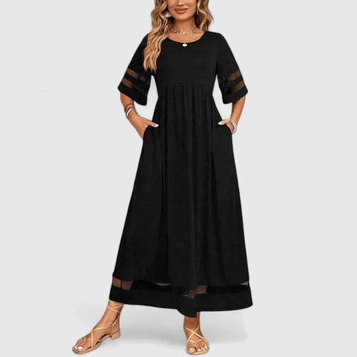 Bellatrixe | Empire Waist Midi Dress with Flutter Sleeves