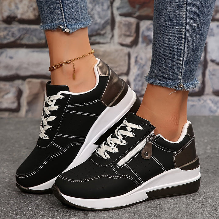 Gwen | Lace-Up Wedge Sneakers with Side Zip
