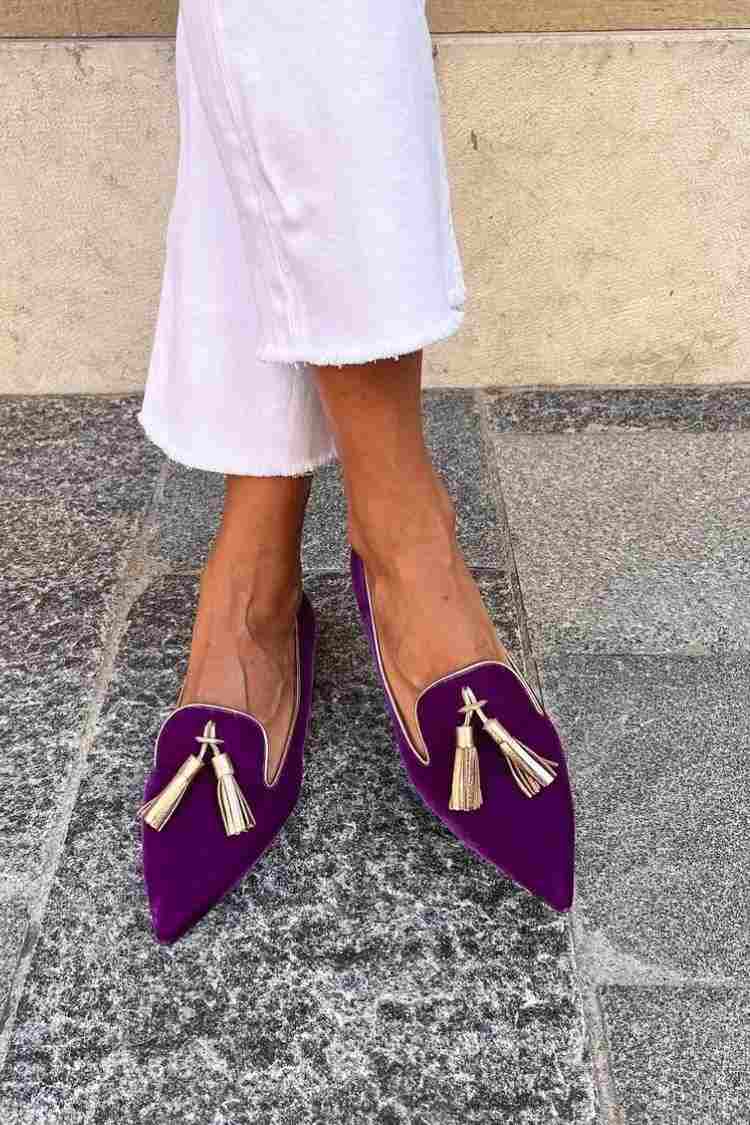 Chimene | Pointed-Toe Tassel Loafers with Metallic Detail